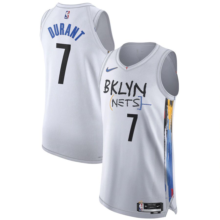 Men Brooklyn Nets #7 Kevin Durant Nike White City Edition 2022-23 Authentic NBA Jersey->brooklyn nets->NBA Jersey